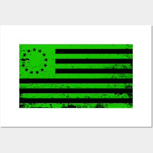 Green USA 1776 Flag Posters and Art